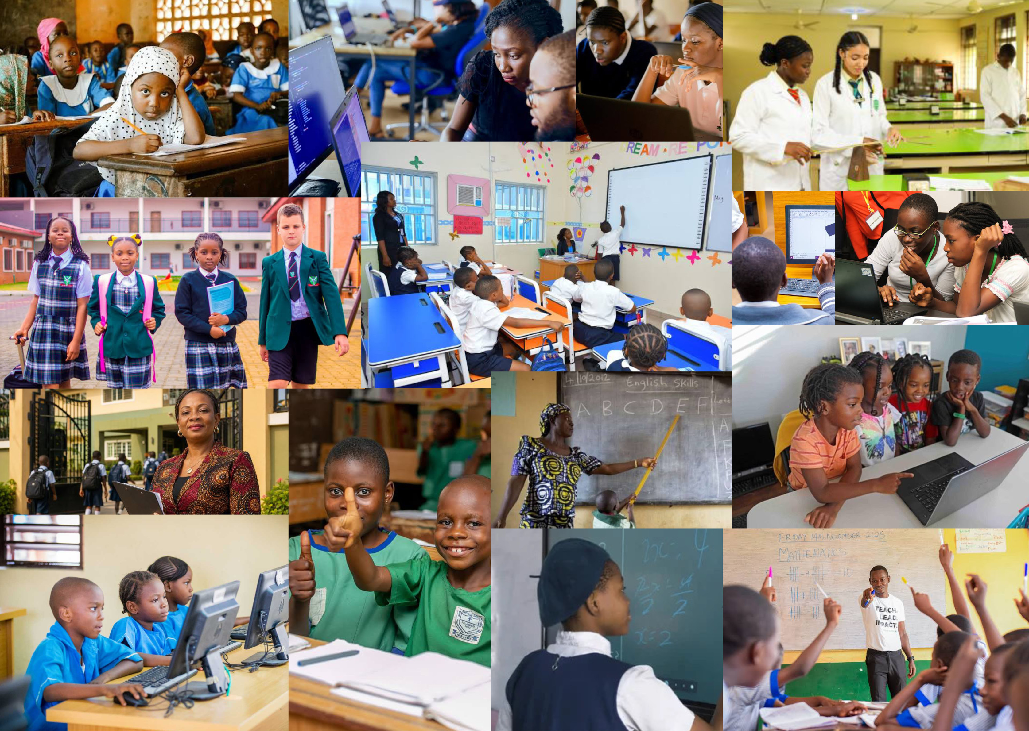 A collage of people and learning environments